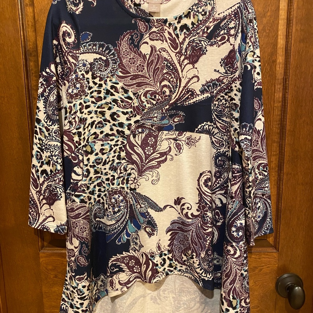 Chico’s Paisley and Leopard Print Women's Top